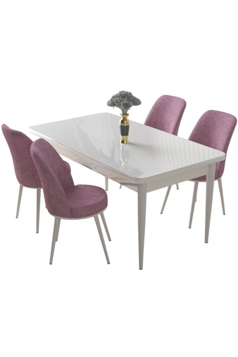 Hanah Home Juego de Comedor de 5 Piezas Blanco y Rosa Hanah Home Juego de Comedor de 5 Piezas Blanco y Rosa